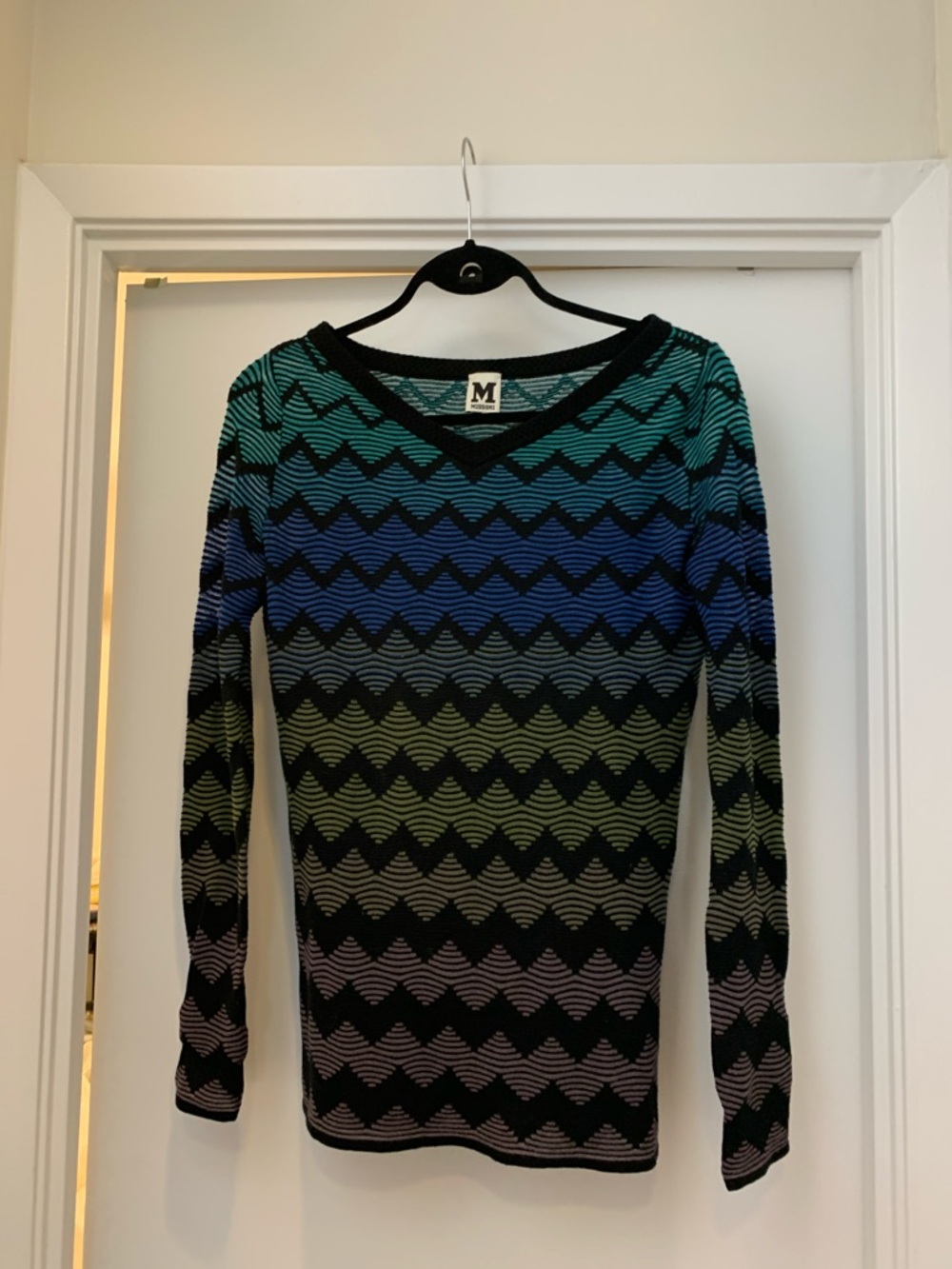 Missoni Ombre Chevron Knit Top in Teal, Blue, Green, Purple